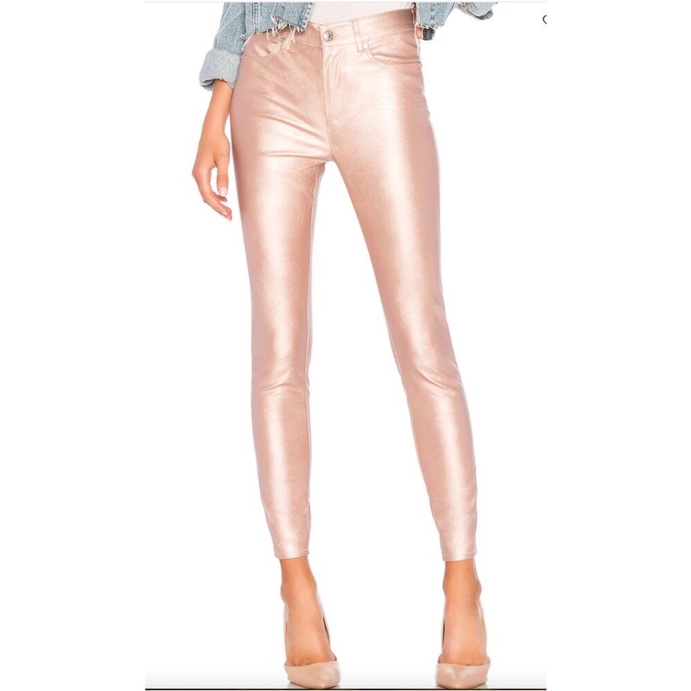 Free People Pink Rose Vegan Leather Leggings